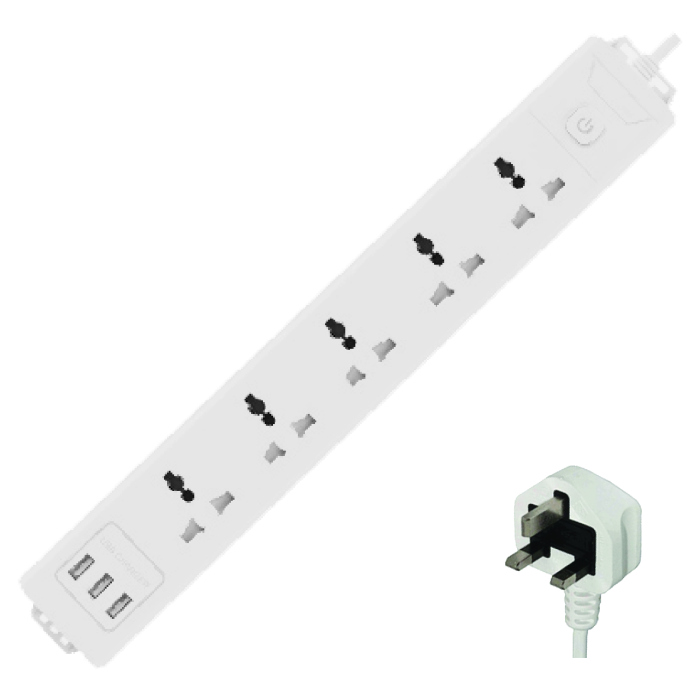 وصلة كهرباء 8 مخارج 5 متر، 5 مخارج كهرباء و 3 مخارج USB