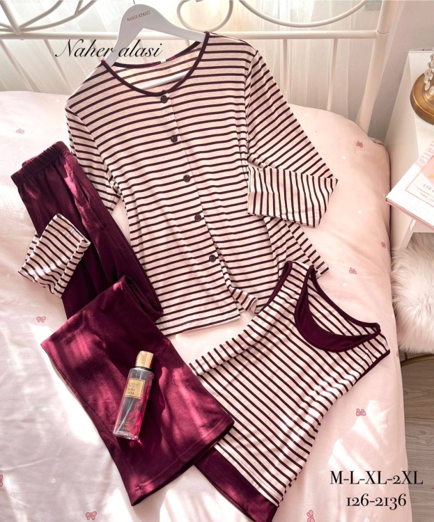 بيجامه 3 قطع قطن 2136