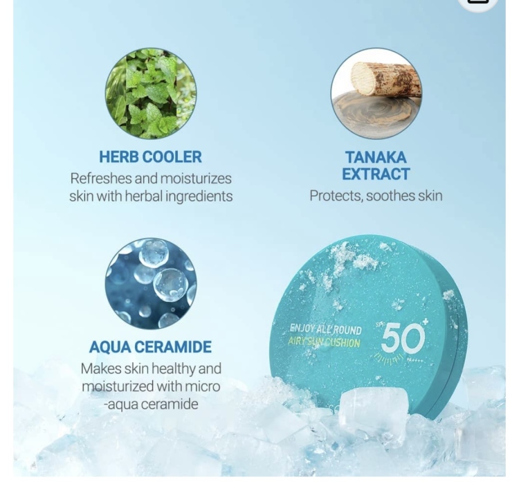 Scinic Enjoy All Around Airy Sun Cushion SPF50 PA++++  واقي شمس فيزيائي