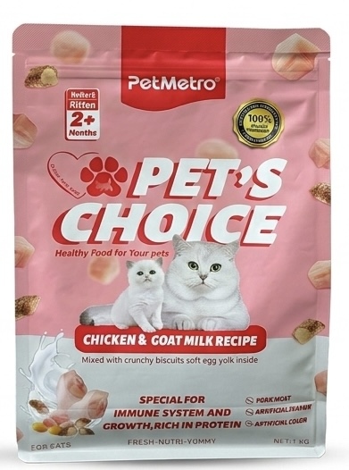بت ميترو - دراي فود للأم وصغار القطط بنكهة الدجاج و حليب الماعز 