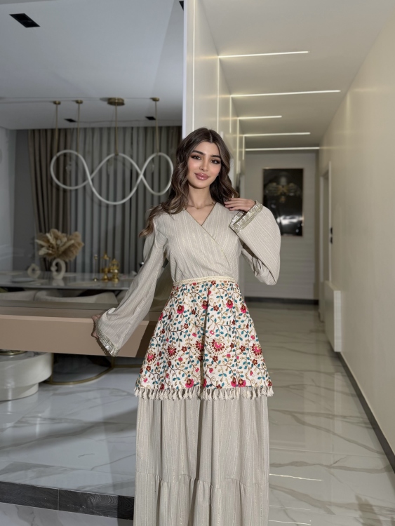 Boho Ruffle Jalabiya(pink) بوهو