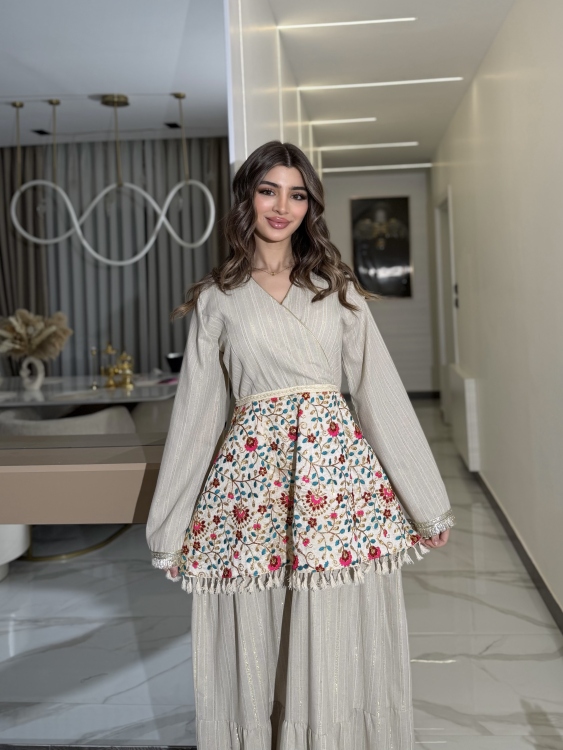 Boho Ruffle Jalabiya(pink) بوهو