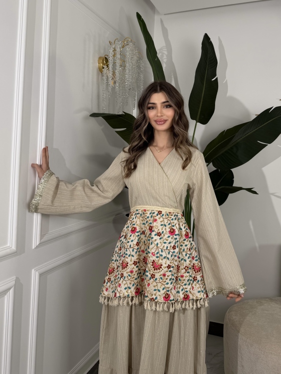 Boho Ruffle Jalabiya(pink) بوهو