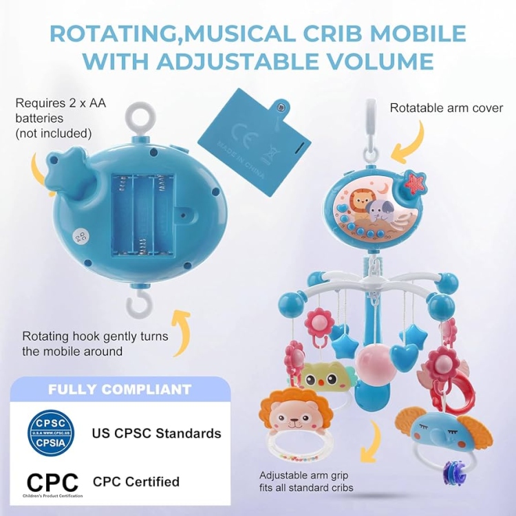 تعليقة سرير بيبي تعمل بالريموت 