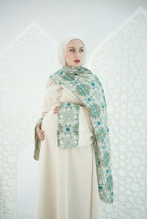 فستان رفيف باباللون البيج نقشه جديدة 