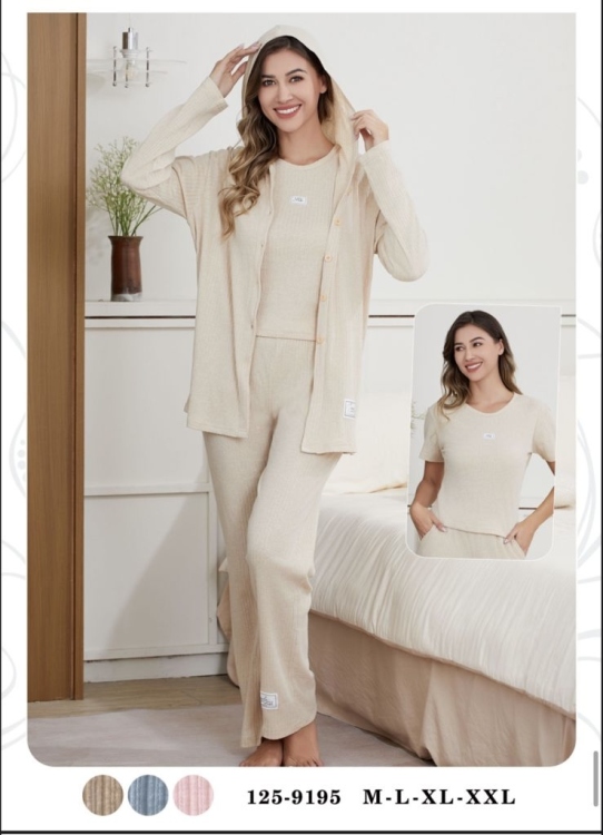 بيجامه قطن 3 قطع 9195