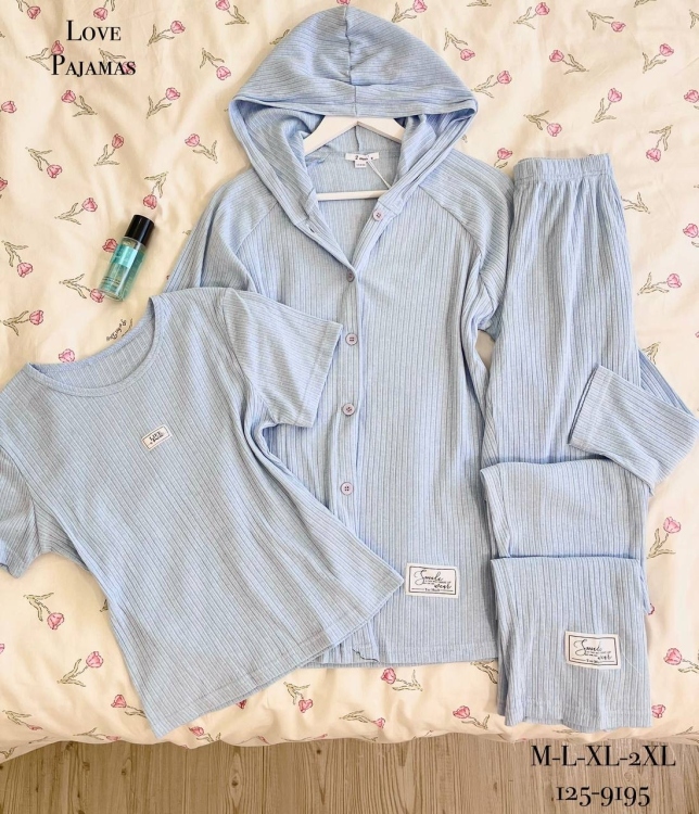 بيجامه قطن 3 قطع 9195