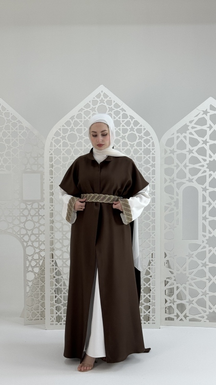 طقم السلام باللون البني نقشة الورق