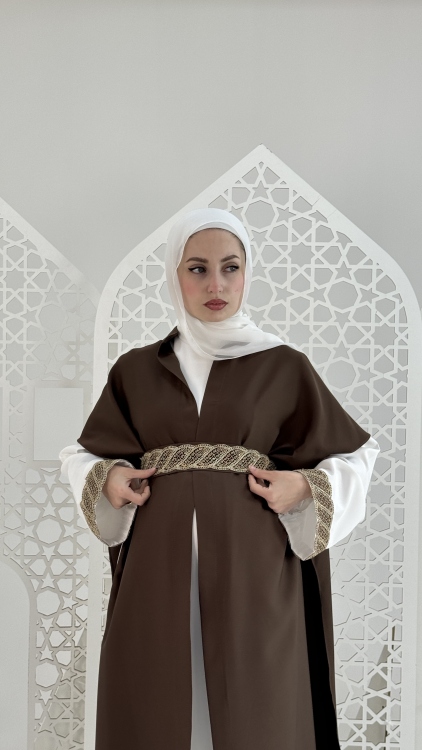 طقم السلام باللون البني نقشة الورق