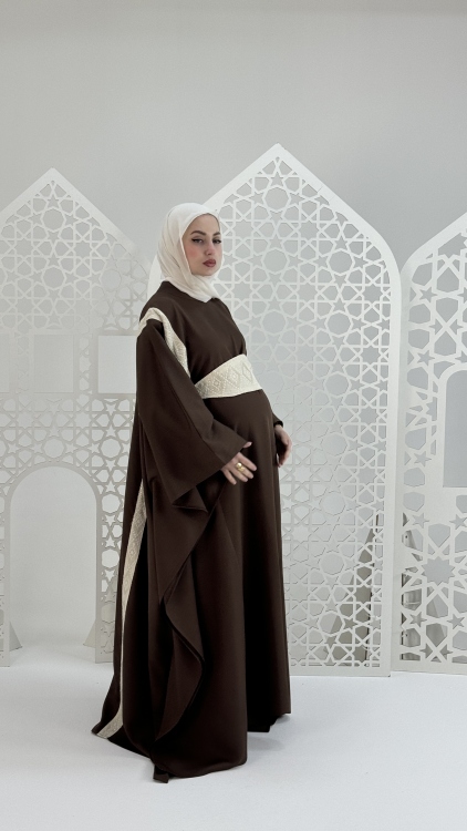 فستان رونق باللون البني 