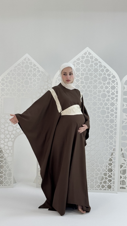 فستان رونق باللون البني 