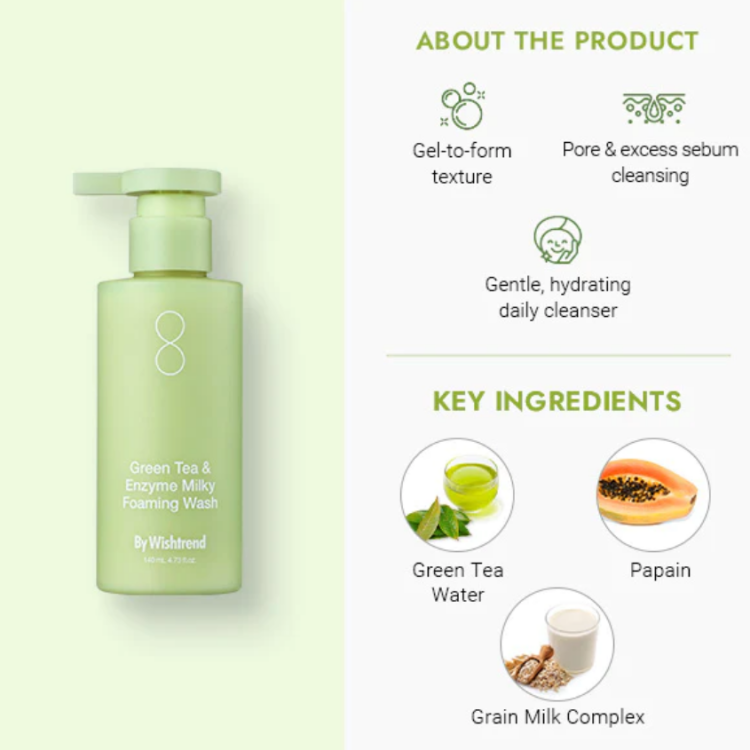 By Wishtrend, Green Tea & Enzyme Milky Foaming Wash