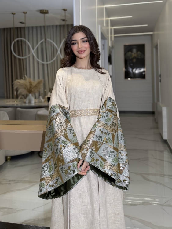 Long Sleeve Dress With Abaya جلابية ماسة 