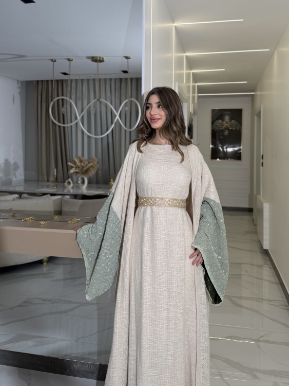 Long Sleeve Dress With Abaya جلابية ماسة ()