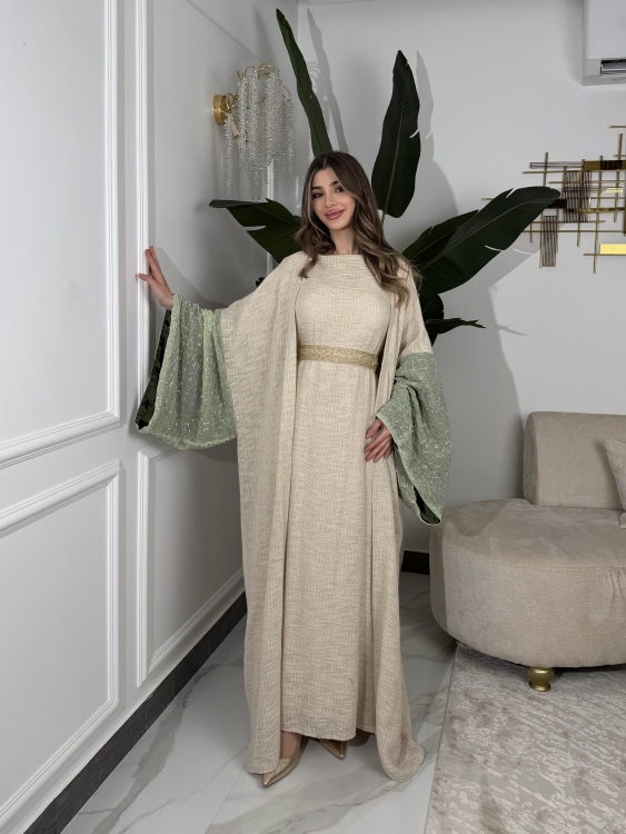 Long Sleeve Dress With Abaya جلابية ماسة ()