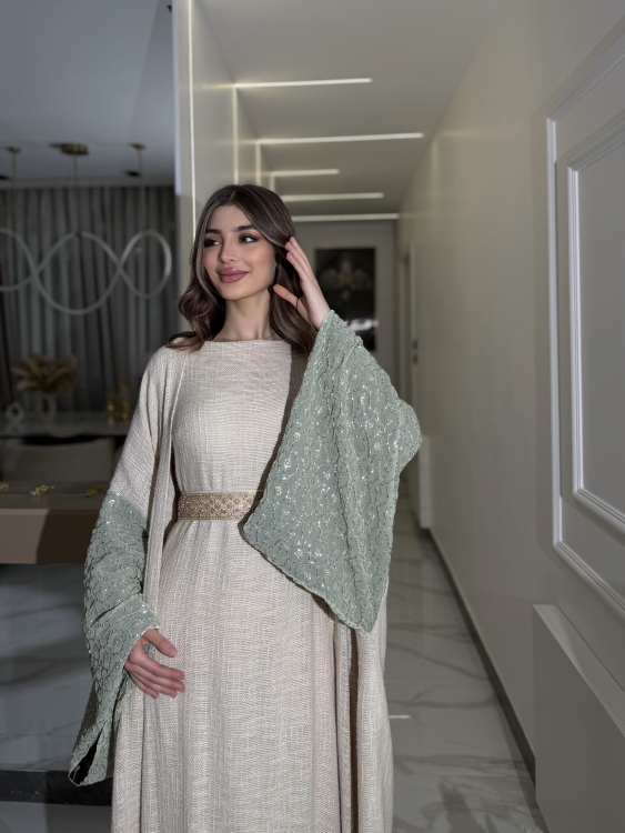 Long Sleeve Dress With Abaya جلابية ماسة ()