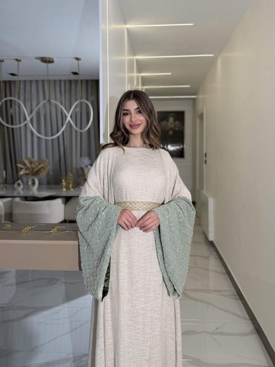 Long Sleeve Dress With Abaya جلابية ماسة ()