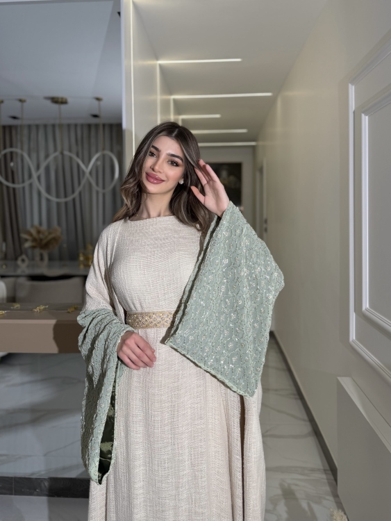 Long Sleeve Dress With Abaya جلابية ماسة ()