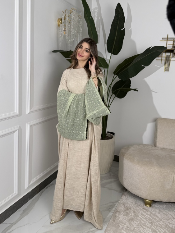 Long Sleeve Dress With Abaya جلابية ماسة ()