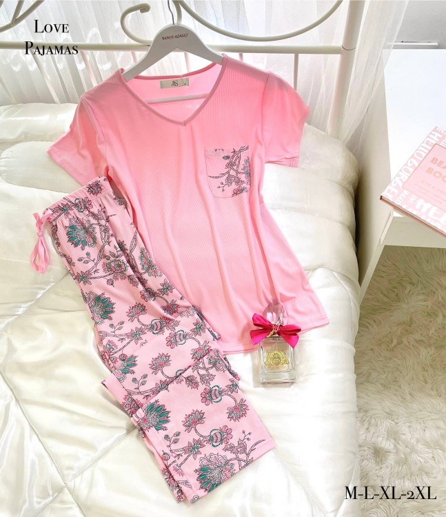 بيجامه بنطلون قطعتين محزز 204