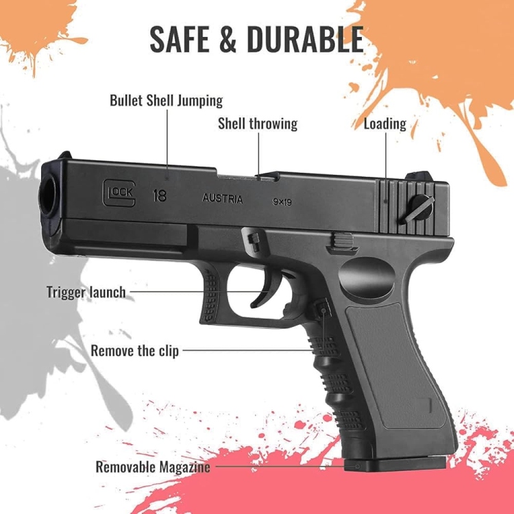 مسدس أطفال شبه الحقيقي نيرف باللون الاسود 