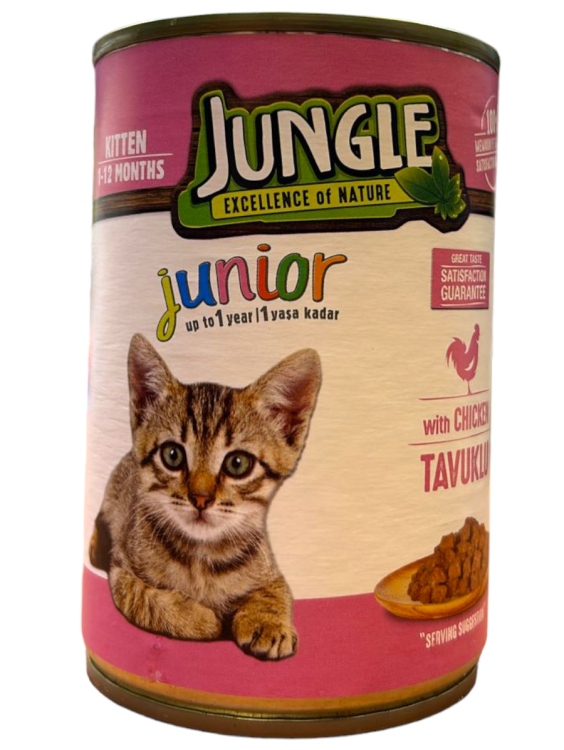 jungle wet food cat  kitten 400gالصندوق يحتوي على 24 علبه ة