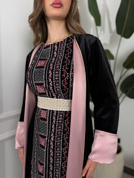 Luxury Velvet Bisht & Dress Set  embroidered فيروز