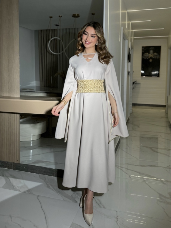 جلابية اسيا Open Sleeve Belted Dress 
