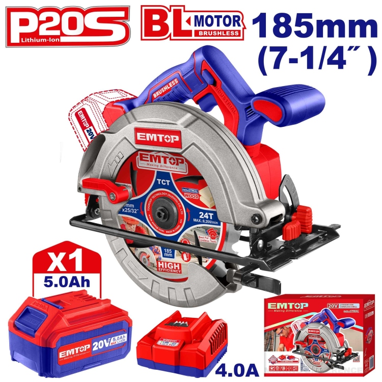 منشار صينه شحن 20V 185MM مع 1 بطاريه 5A و شاحن جديد ELCS18513    Brushless Motor 