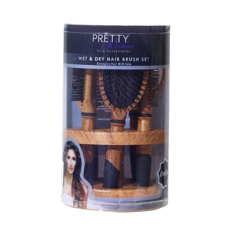 طقم فراشي شعر خشبية مع قاعدة