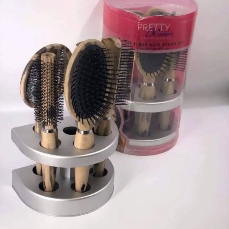 طقم فراشي شعر خشبية مع قاعدة