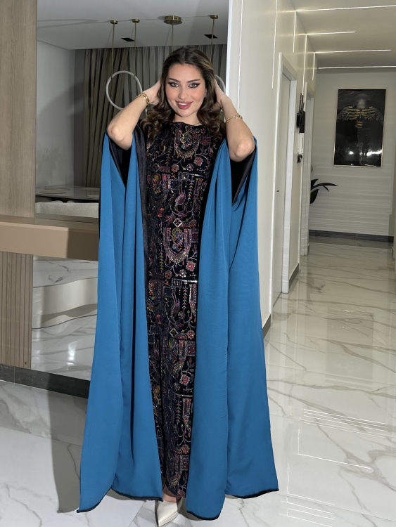 جلابية ملاك( نقشه ٣)Batwing Sleeve Long Dress