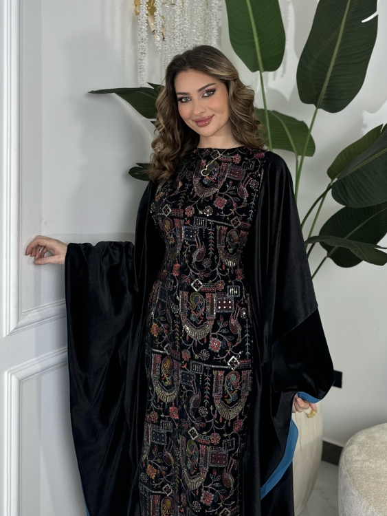 جلابية ملاك( نقشه ٣)Batwing Sleeve Long Dress