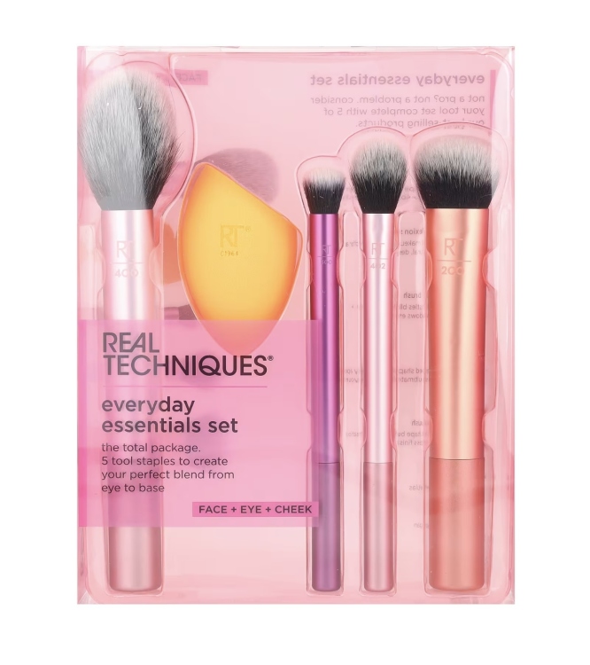 Real Techniques - Everyday Essentials Set, Face + Eye + Cheek , 5 Pieces