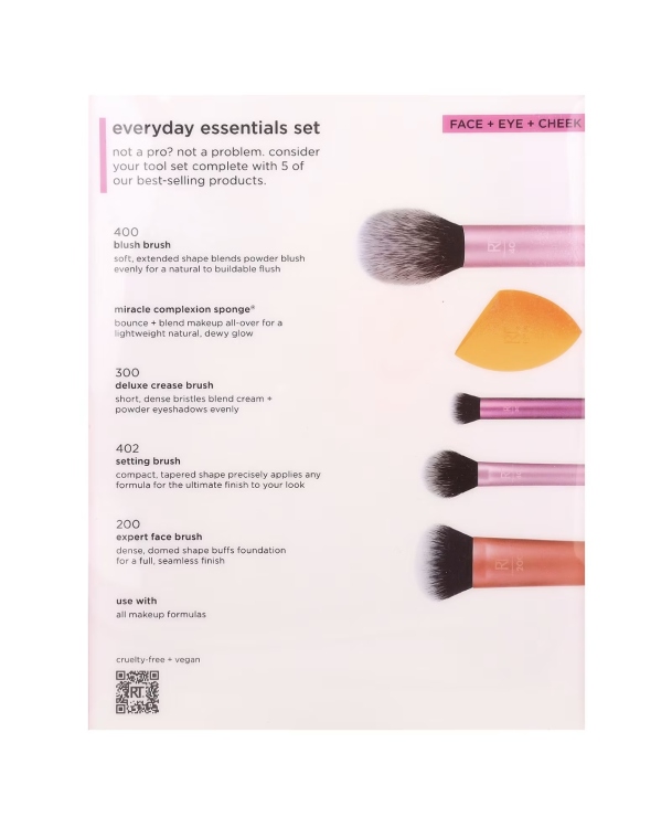 Real Techniques - Everyday Essentials Set, Face + Eye + Cheek , 5 Pieces