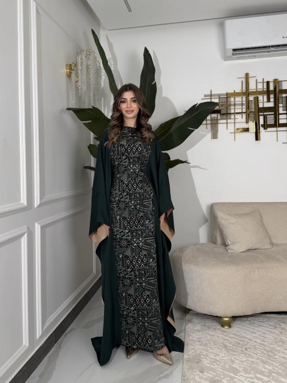 جلابية ملاك( نقشة 2) Batwing Sleeve Long Dress