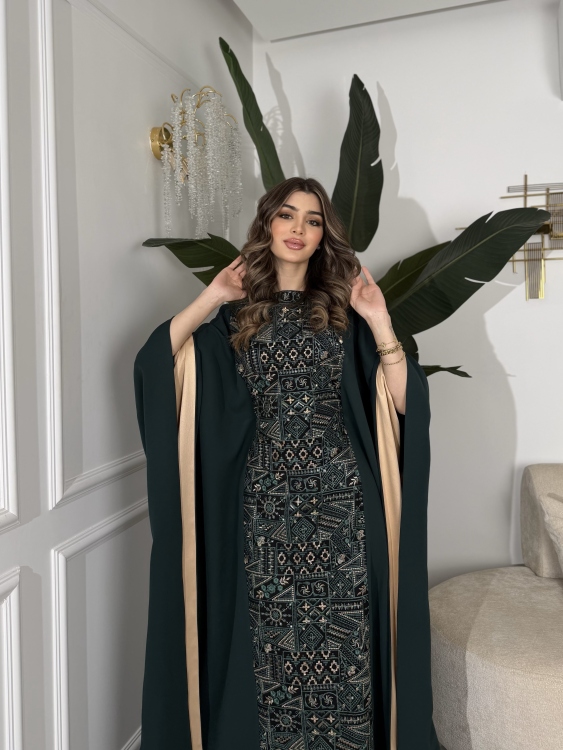جلابية ملاك( نقشة 2) Batwing Sleeve Long Dress
