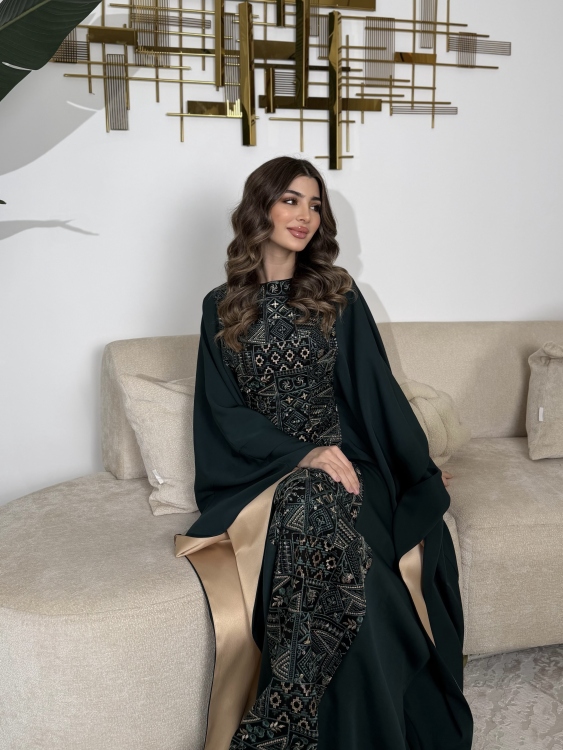 جلابية ملاك( نقشة 2) Batwing Sleeve Long Dress