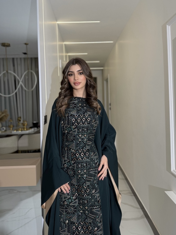 جلابية ملاك( نقشة 2) Batwing Sleeve Long Dress