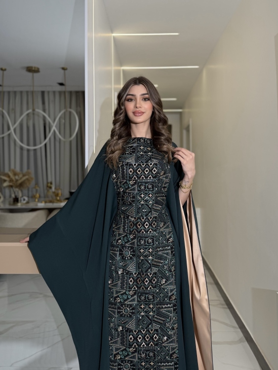 جلابية ملاك( نقشة 2) Batwing Sleeve Long Dress