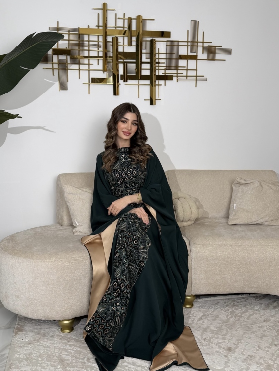 جلابية ملاك( نقشة 2) Batwing Sleeve Long Dress