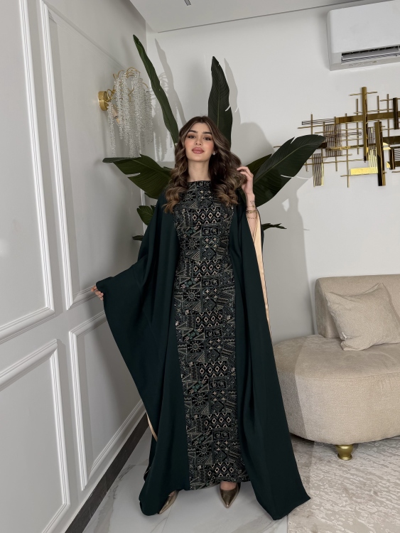 جلابية ملاك( نقشة 2) Batwing Sleeve Long Dress