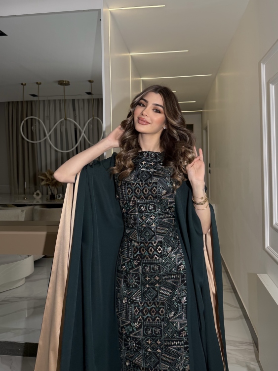 جلابية ملاك( نقشة 2) Batwing Sleeve Long Dress