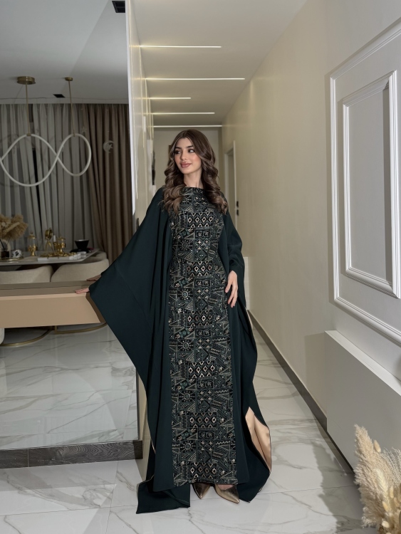 جلابية ملاك( نقشة 2) Batwing Sleeve Long Dress
