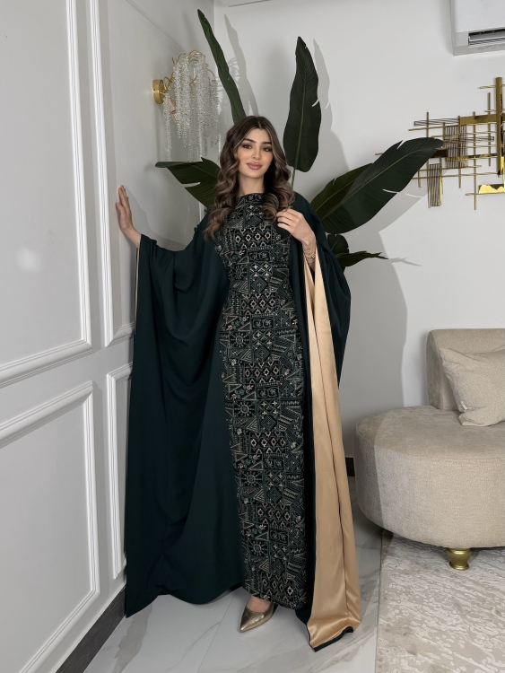 جلابية ملاك( نقشة 2) Batwing Sleeve Long Dress