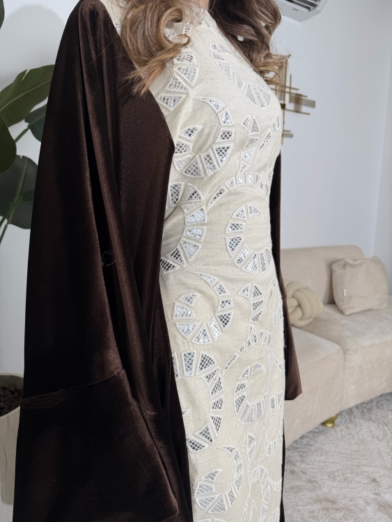 جلابية ملاك( نقشة 2) Batwing Sleeve Long Dress