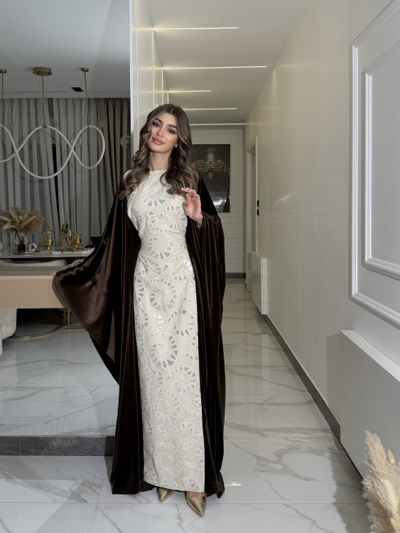 جلابية ملاك( نقشة 2) Batwing Sleeve Long Dress