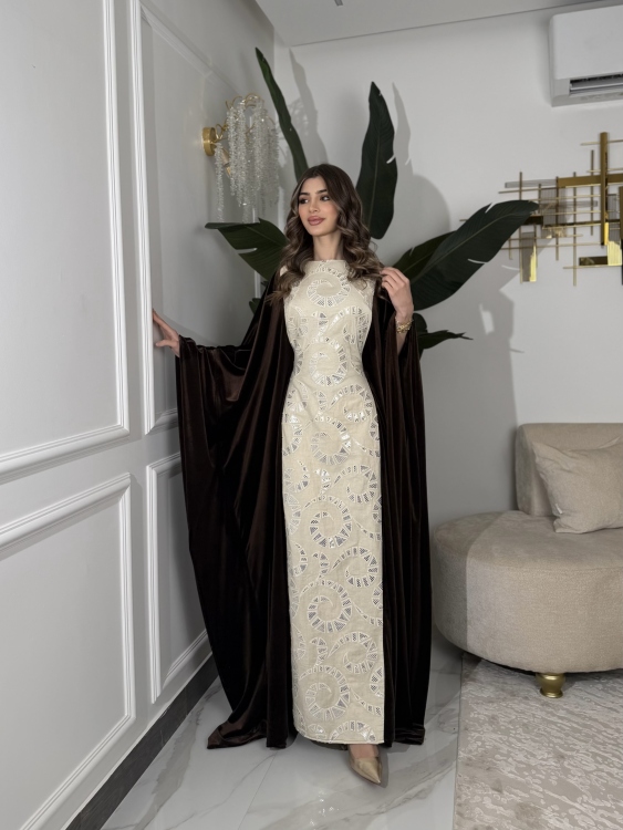 جلابية ملاك( نقشة 2) Batwing Sleeve Long Dress