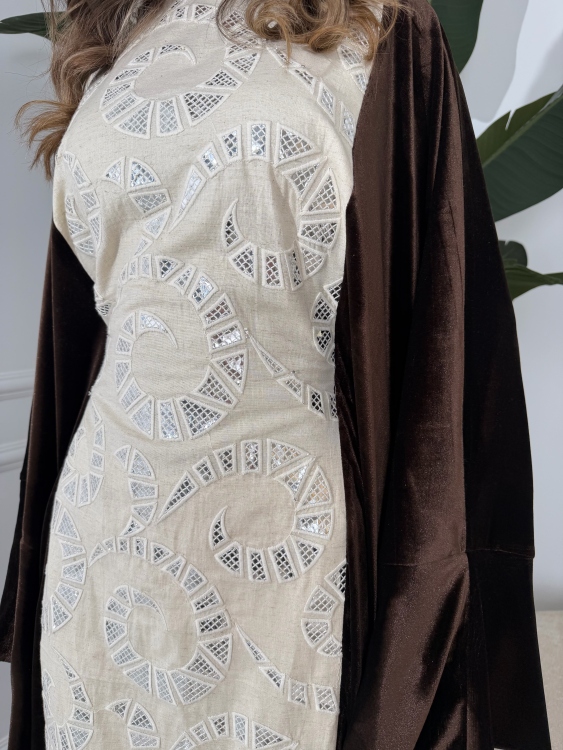 جلابية ملاك( نقشة 2) Batwing Sleeve Long Dress