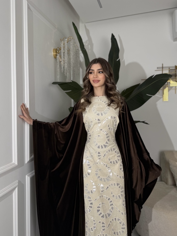 جلابية ملاك( نقشة 2) Batwing Sleeve Long Dress